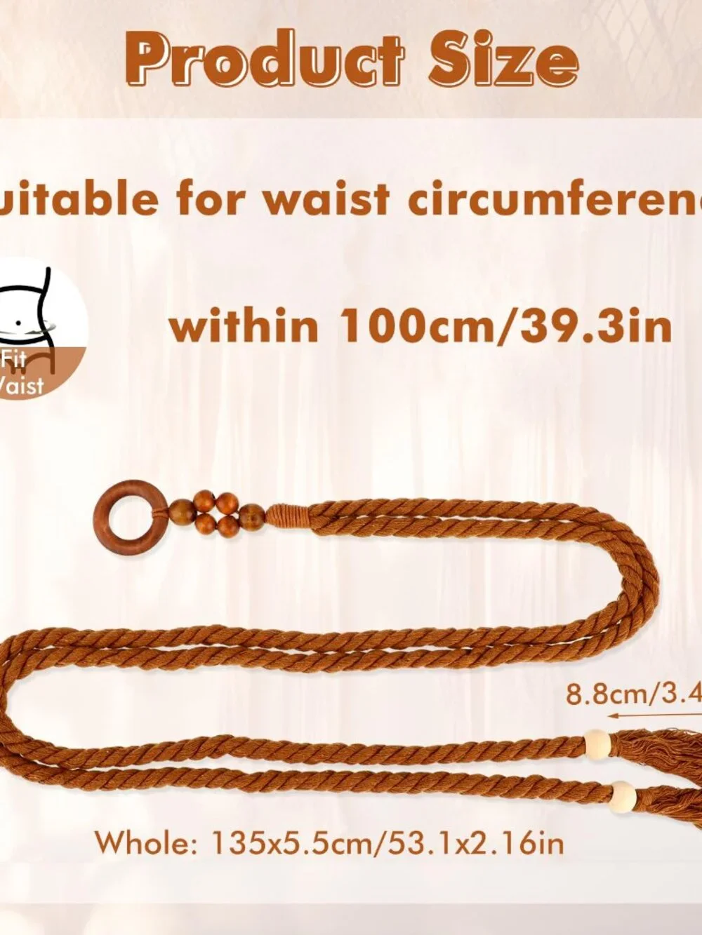 TIESOME Women's Tassel Braided Waist Belt, Skinny Woven Belt for Dress Waist Bel